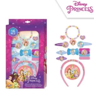 CAJA 14 ACCESORIOS PELO Y FANTASIA  PRINCESAS