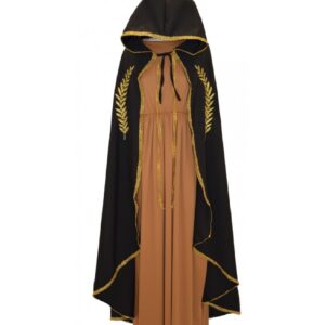 CAPA MEDIEVAL MARIANA NEGRO BORDADO ORO TALLA XL
