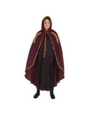 CAPA MEDIEVAL MARIANA GRANATE BORDADO ORO TALLA L