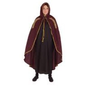 CAPA MEDIEVAL MARIANA GRANATE BORDADO ORO TALLA L