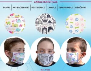 MASCARILLA HIGIÉNICA PROTECTORA INFANTIL LUNA 3 COLORES