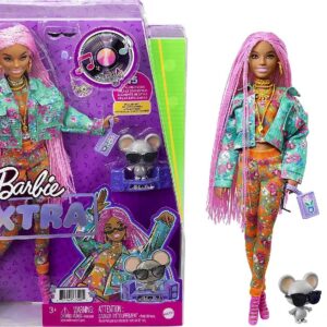 BARBIE EXTRA MUÑECA ARTICULADA CON TRENZAS ROSAS