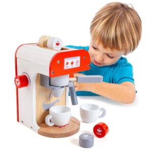 MAQUINA DE CAFE MADERA CON 8 ACCESORIOS