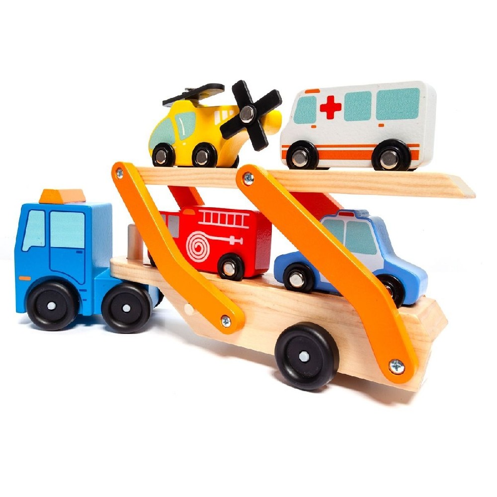 Camion portacoches de Madera con 4 vehiculos - Imagen 3