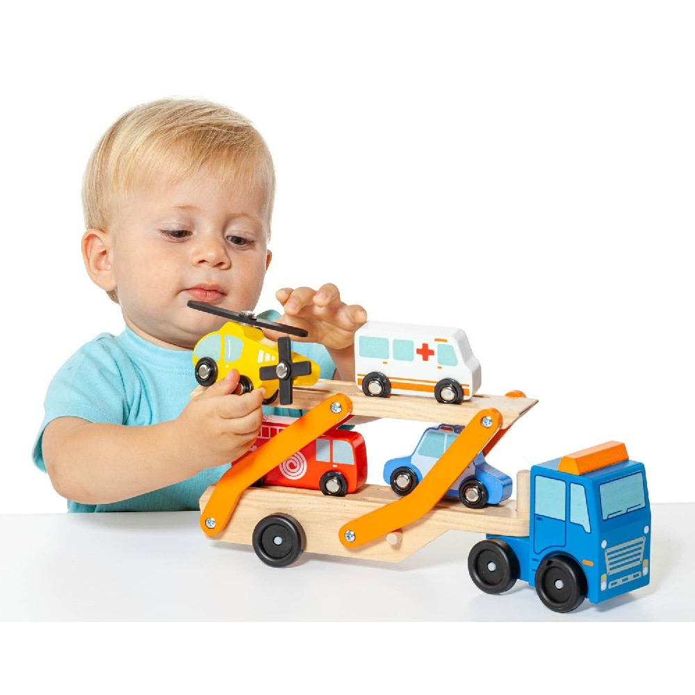 Camion portacoches de Madera con 4 vehiculos - Imagen 5