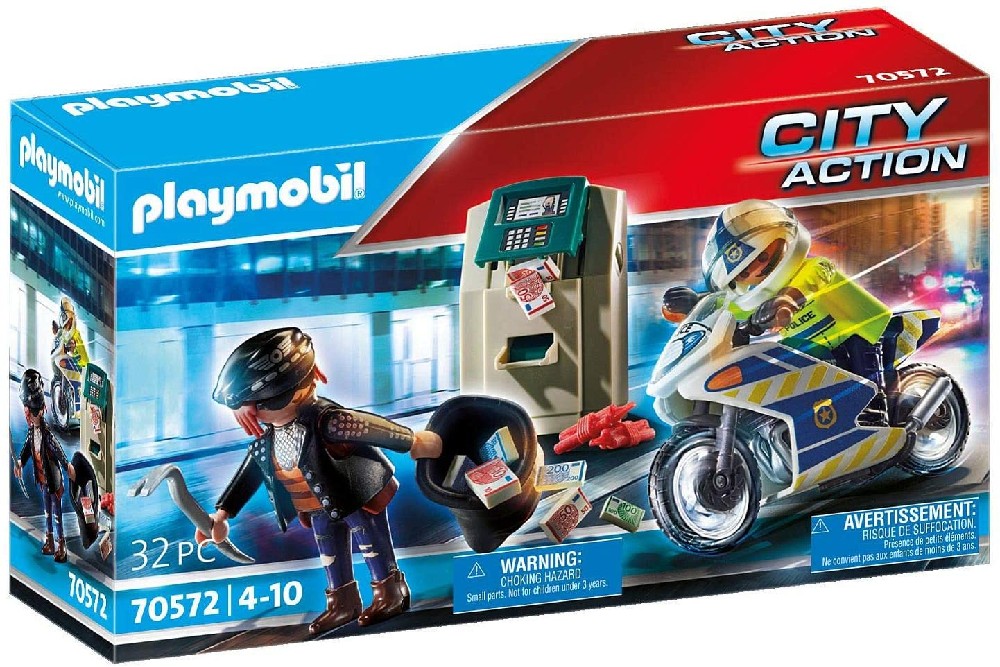 Moto de policía: persecución del ladrón de dinero. Playmobil 70572