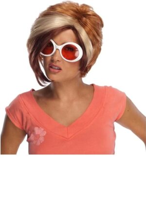 PELUCA PIXIE CASTAÑA CON MECHON RUBIO