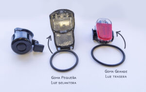 TIMBRE + LUZ DELANTERA + LUZ TRASERA BICICLETA