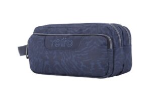 ESTUCHE ESCOLAR TRES COMPARTIMENTOS AZUL Y NEGRO