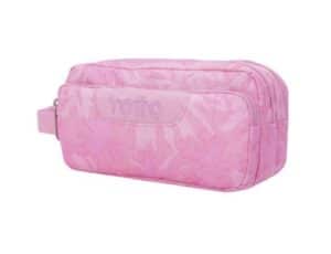 ESTUCHE ESCOLAR TRES COMPARTIMENTOS PALMERAS ROSAS