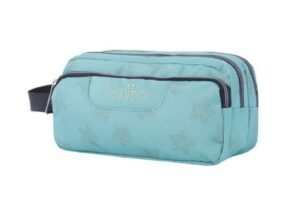 ESTUCHE ESCOLAR TRES COMPARTIMENTOS AZUL Y ESTRELLAS