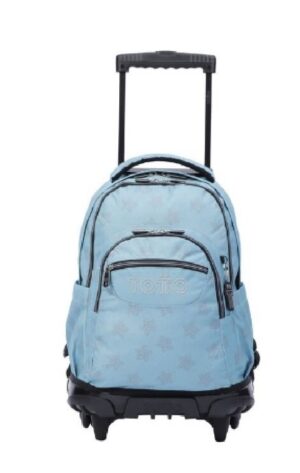MOCHILA ESCOLAR CON RUEDAS AZUL Y ESTRELLAS