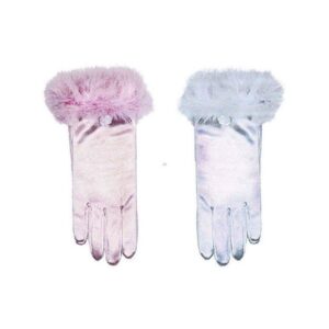 GUANTES PRINCESA INFANTILES CORTOS ROSAS / BLANCOS
