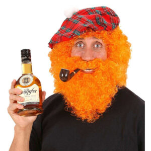 PELUCA Y BARBA RIZADA ESCOCES NARANJA