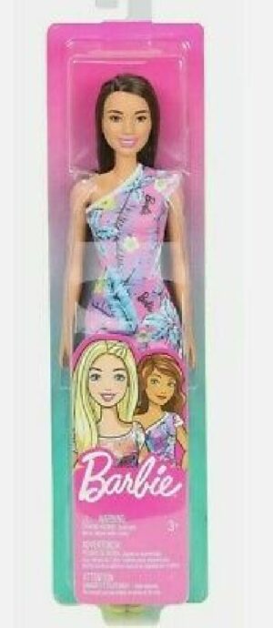 BARBIE MORENA VESTIDO FLORES PÚRPURA - MATTEL