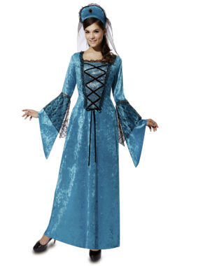DISFRAZ PRINCESA AZUL MEDIEVAL ADULTO M/L
