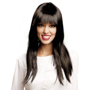 PELUCA LARGA CON FLEQUILLO NEGRA