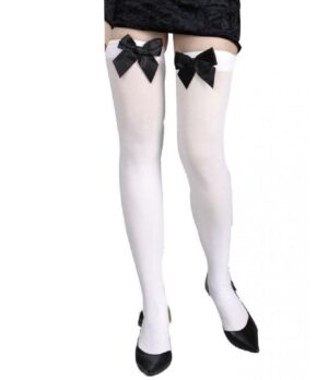 MEDIAS BLANCAS CON LAZO NEGRO