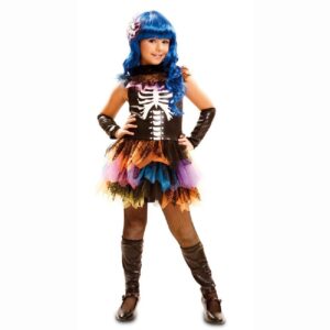 DISFRAZ CATRINA ESQUELETO ARCO IRIS 7-9  AÑOS