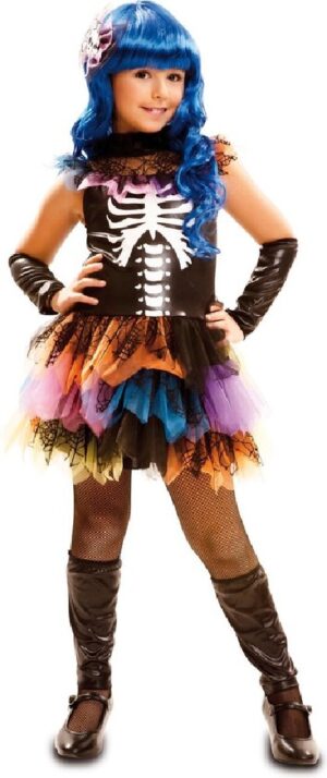DISFRAZ CATRINA ESQUELETO ARCO IRIS 10-12 AÑOS