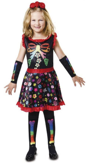 DISFRAZ ESQUELETO COLORINES 5-6 AÑOS NIÑA
