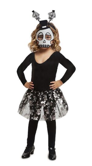 TUTU CALAVERA 3-6 AÑOS DIADEMA, MASCARA  Y TUTÚ