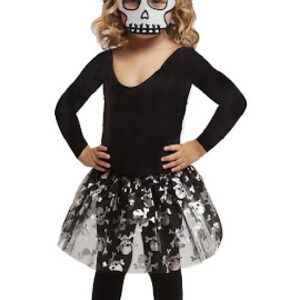 TUTU CALAVERA 3-6 AÑOS DIADEMA, MASCARA Y TUTÚ