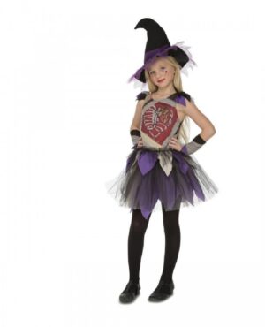 DISFRAZ BRUJA MORADA  ESQUELETO 7-9 AÑOS