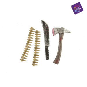 SET DE CAZA ZOMBIES 29 CM (CUCHILLO, HACHA Y BALAS)