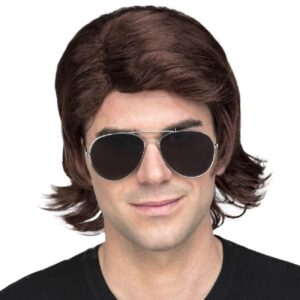 PELUCA HOMBRE CASTAÑA MARRON AÑOS 80