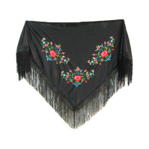 MANTON GRANDE NEGRO BORDADO ADULTO
