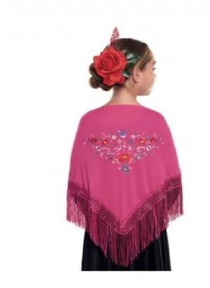 MANTON ROSA FUCSIA BORDADO PEQUEÑO