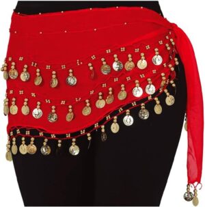 PAÑUELO DE MONEDAS - ROJO DANZA VIENTRE