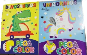LIBRO MEGA PEGA COLOR DINOSAURIOS/UNICORNIOS