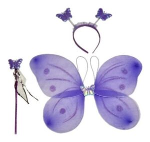 ALAS MORADAS PEQUEÑAS CON VARITA Y DIADEMA