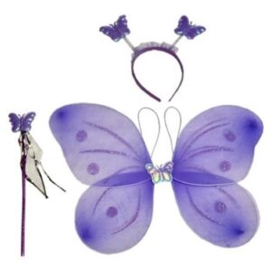 ALAS MORADAS PEQUEÑAS CON VARITA Y DIADEMA