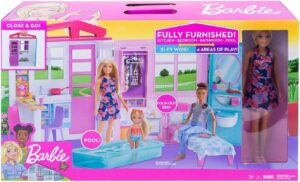 CASA DE MUÑECAS DE BARBIE C/MUEBLES Y ACCESORIOS