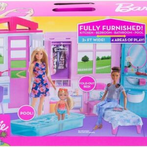 CASA DE MUÑECAS DE BARBIE C/MUEBLES Y ACCESORIOS