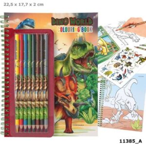 LIBRO DE COLOREAR DINO WORLD + LAPICES DE COLORES