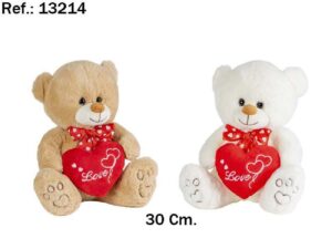 OSO PIES CORAZON LOVE 30CM. MARRON/BLANCO