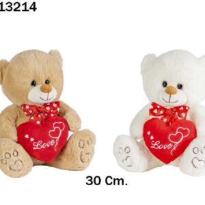 OSO PIES CORAZON LOVE 30CM. MARRON/BLANCO
