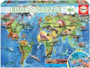 Puzzle 150 Mapamundi Dinosaurios
