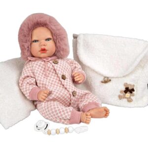 Reborn arias 40 cm manuela rosa c/bolso y cojin.