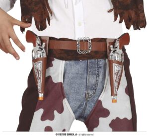 DOS CARTUCHERAS CON PISTOLA COWBOY 20 CMS
