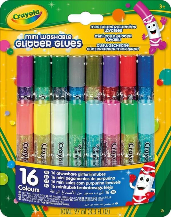 16 mini pegamentos de purpurina lavables