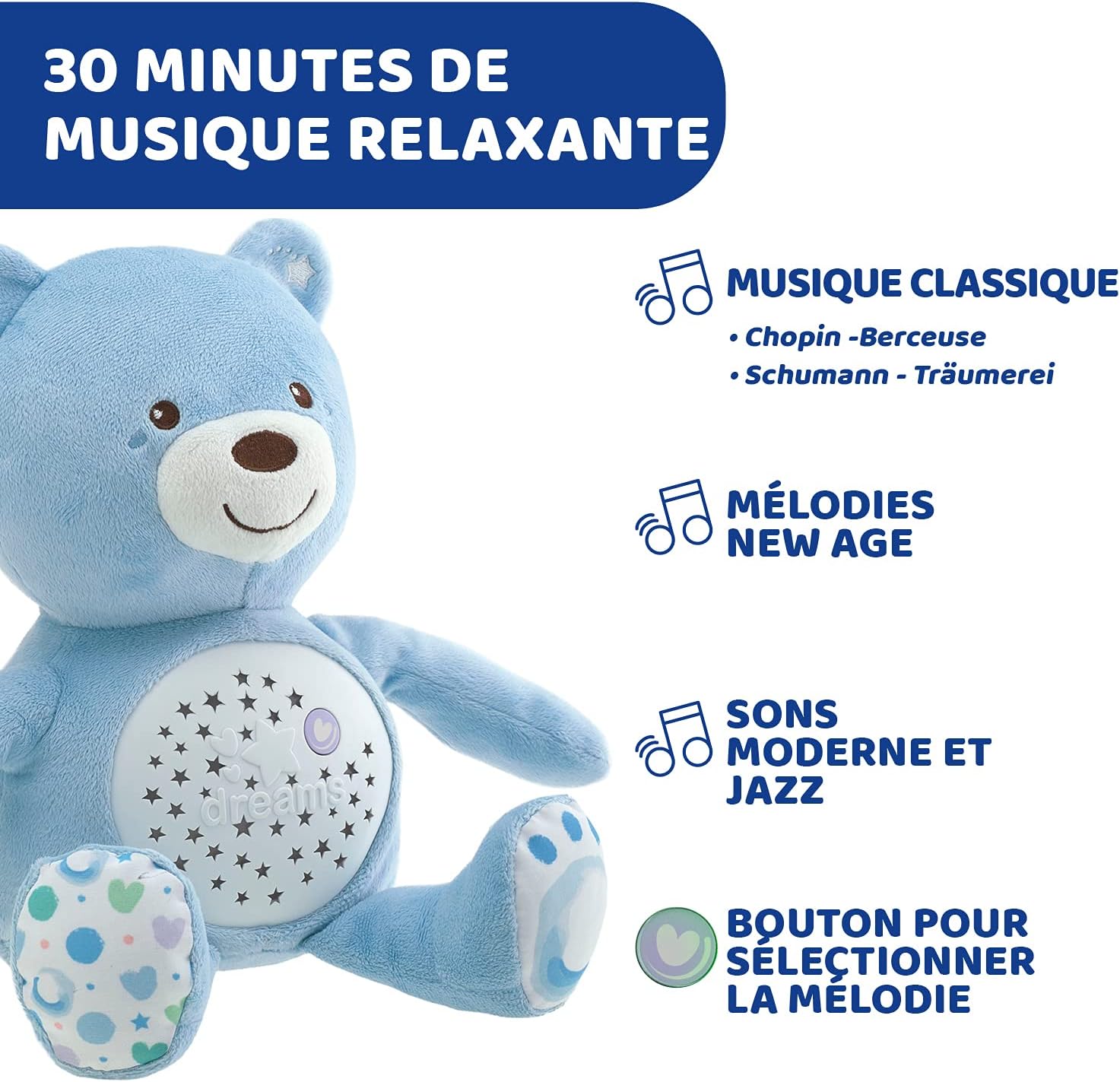 Chicco Peluche Baby Bear Oso azul Primeros Sueños - Imagen 3