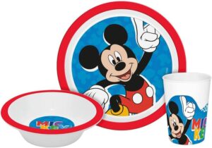 Set Plato Bowl Y Vaso Mickey