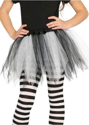 TUTU INFANTIL BRILLANTE BLANCO Y NEGRO 30 CMS