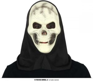 MASCARA CALAVERA CON CAPUCHA, PVC ADULTO