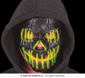 MASCARA NEGRA SONRRIENTE CON LUZ, PVC